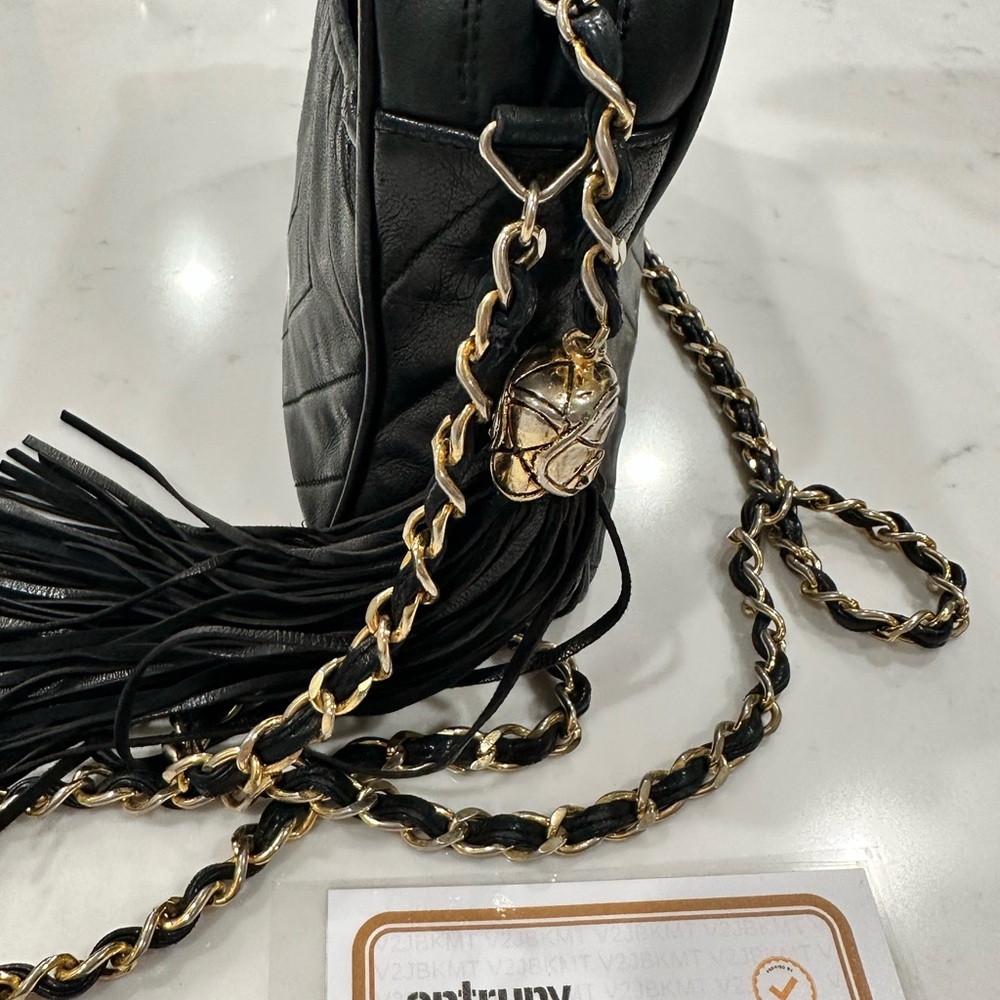 Chanel Black Chevron Leather Camera Bag - Picture 3 of 13